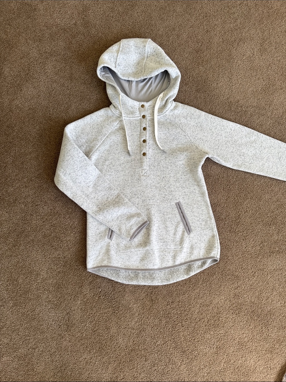 Thread Supply Heather Light Gray Hooded Pullover Sweater - Size Small